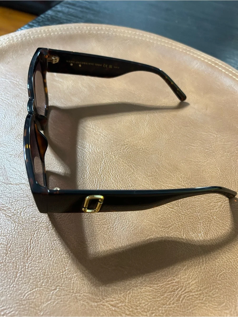 Marc Jacobs Yellow Sunglasses Case with Black Tortoiseshell Sunglasses